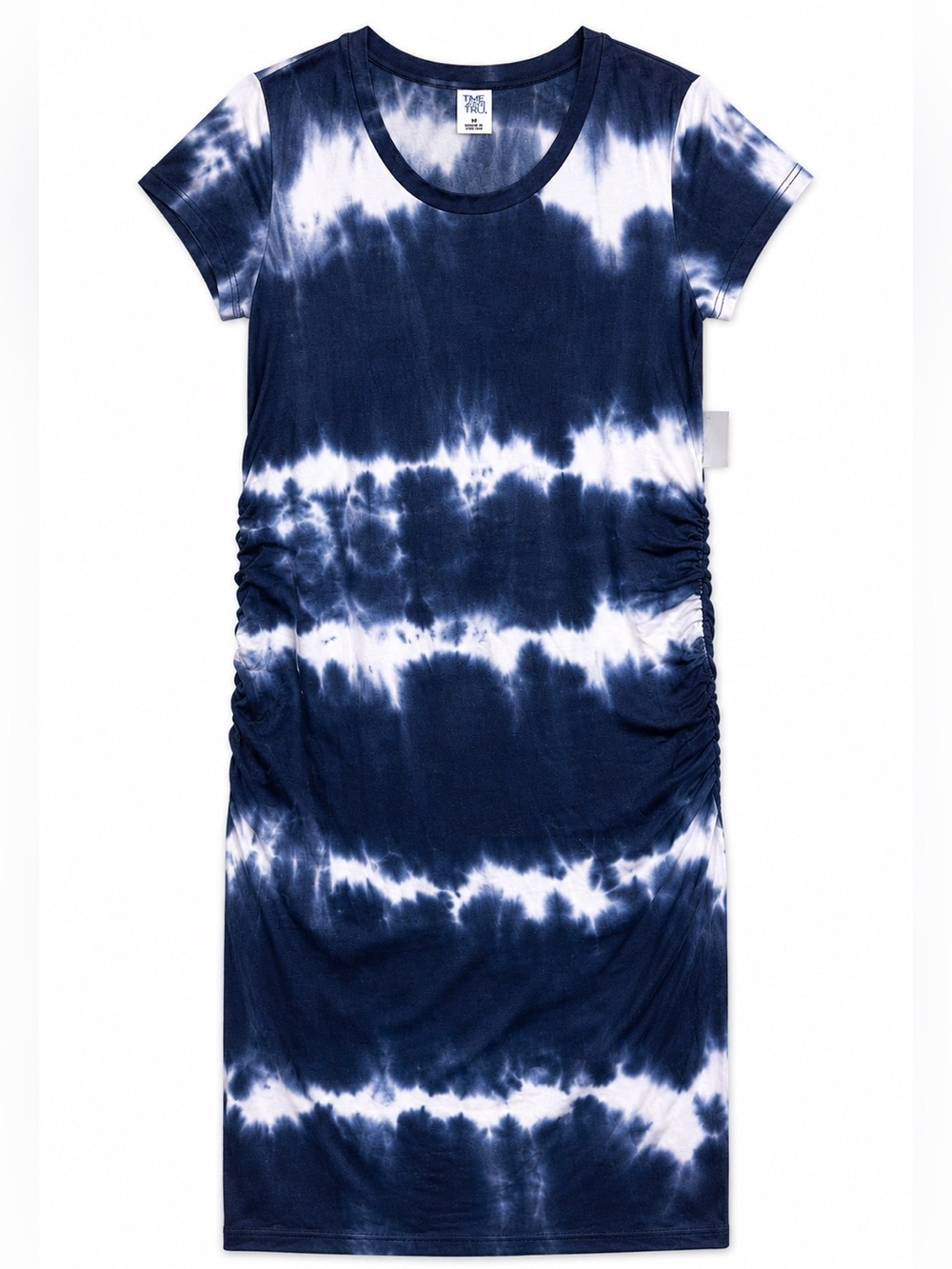 NWT TIME AND TRU DARK BLUE AND WHITE TIE DIE SHORT SLEEVE MATERNITY DRESS